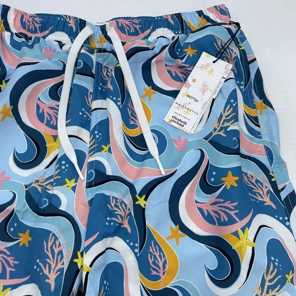 Mott50 Hudson Men's Boardshort,‎ Ocean Candy Wave Pacific Blue w/ Pockets/Liner